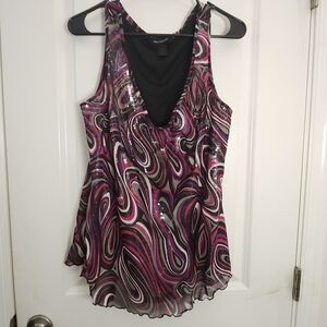Ashley Stewart Y2K Black Pink White Marble Sequin Tank 18